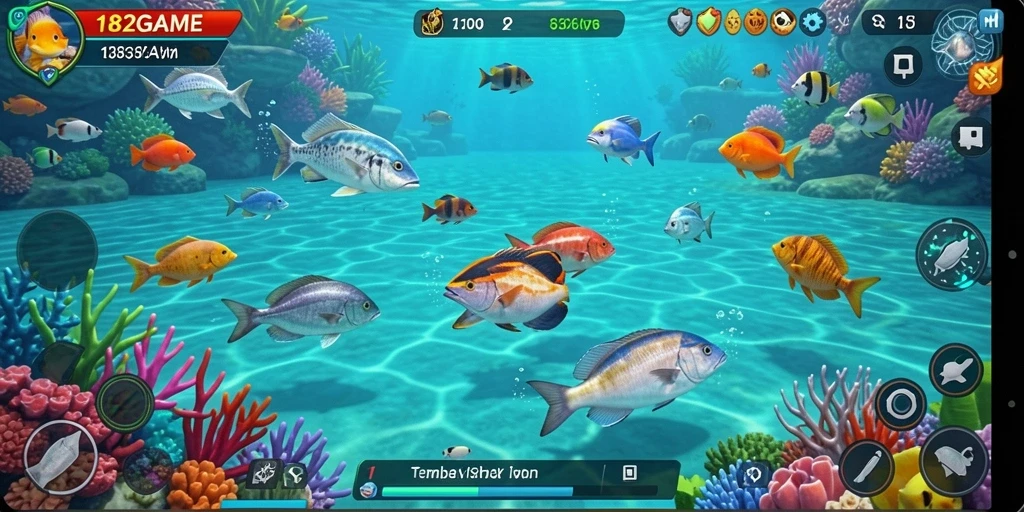 Gameplay 182GAME menampilkan pertempuran seru di bawah laut.