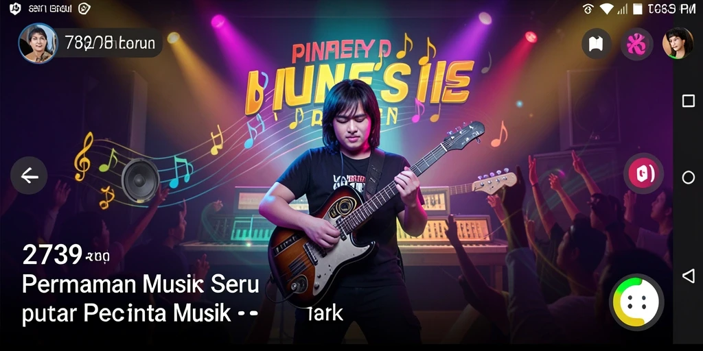 Screenshot 2739 menampilkan gameplay menantang dengan berbagai lagu musik.