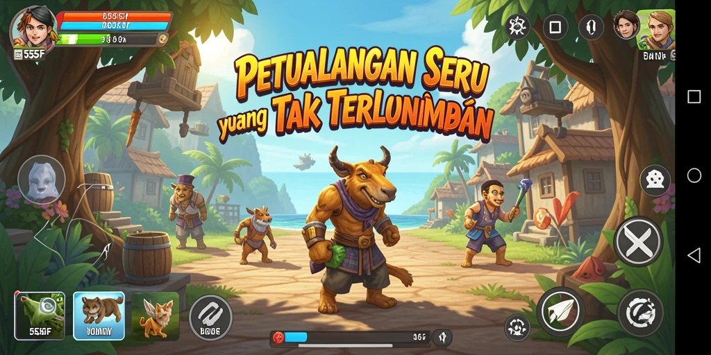 Screenshot 555F menampilkan aksi petualangan yang mendebarkan.
