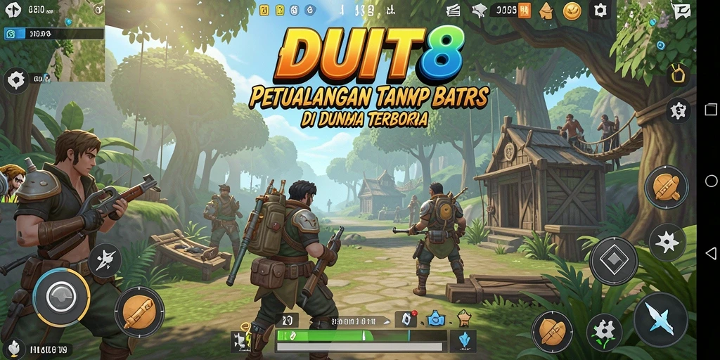 Screenshot permainan DUIT8 menunjukkan eksotisme dunia terbuka yang kaya.