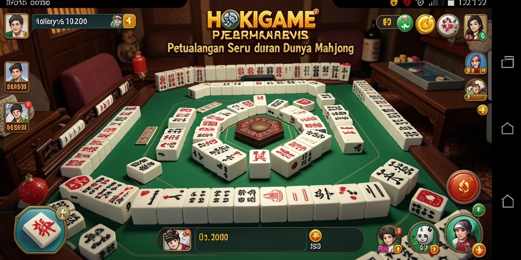 Tampilan gameplay menegangkan di HOKIGAME dengan ubin Mahjong yang berwarna-warni.