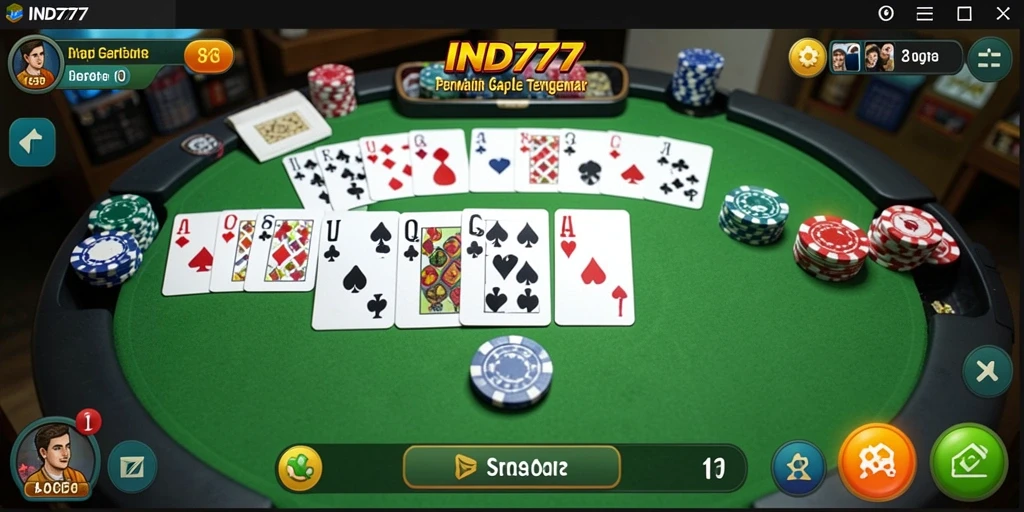 Tampilan gameplay seru dengan kartu Gaple yang menantang.