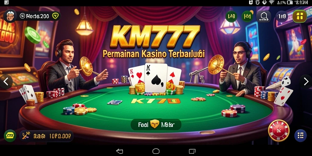 Screenshot menunjukkan tampilan gameplay menarik dari aplikasi Kasino KM777.