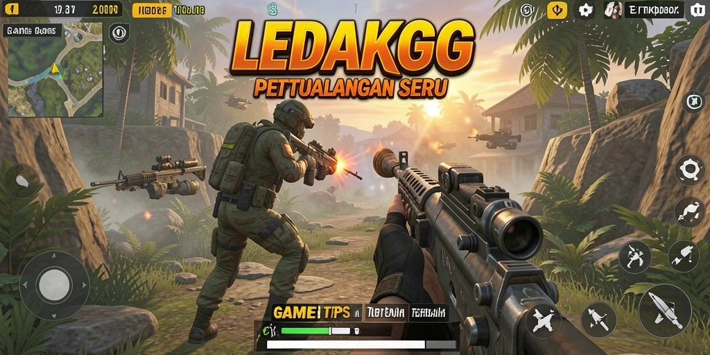 Screenshot LEDAKGG menampilkan aksi intense dalam pertempuran TPS.