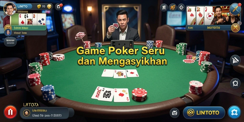 Tampilan gameplay seru dalam permainan Poker LINITOTO.