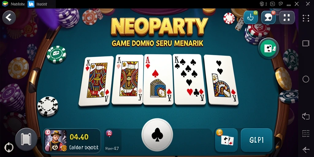 Screenshot gameplay NEOPARTY menunjukkan suasana bermain Domino yang seru.