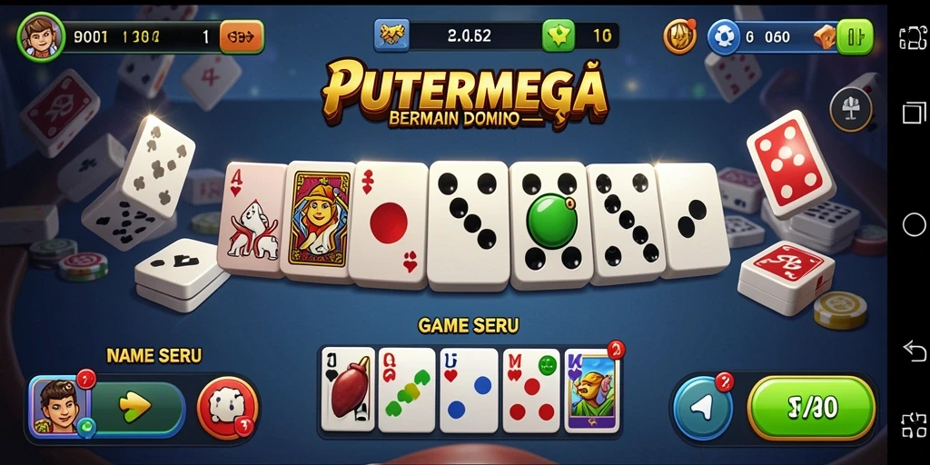 Screenshot PUTERMEGA menampilkan permainan Domino yang seru dan menantang.