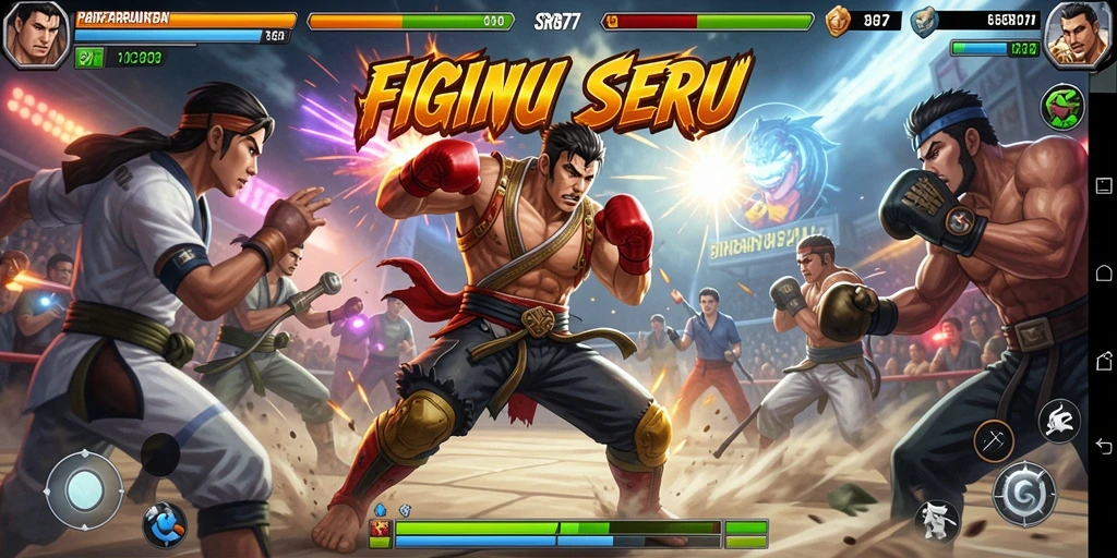Screenshot utama SR877 menampilkan aksi pertarungan yang mendebarkan dan karakter yang dinamis.