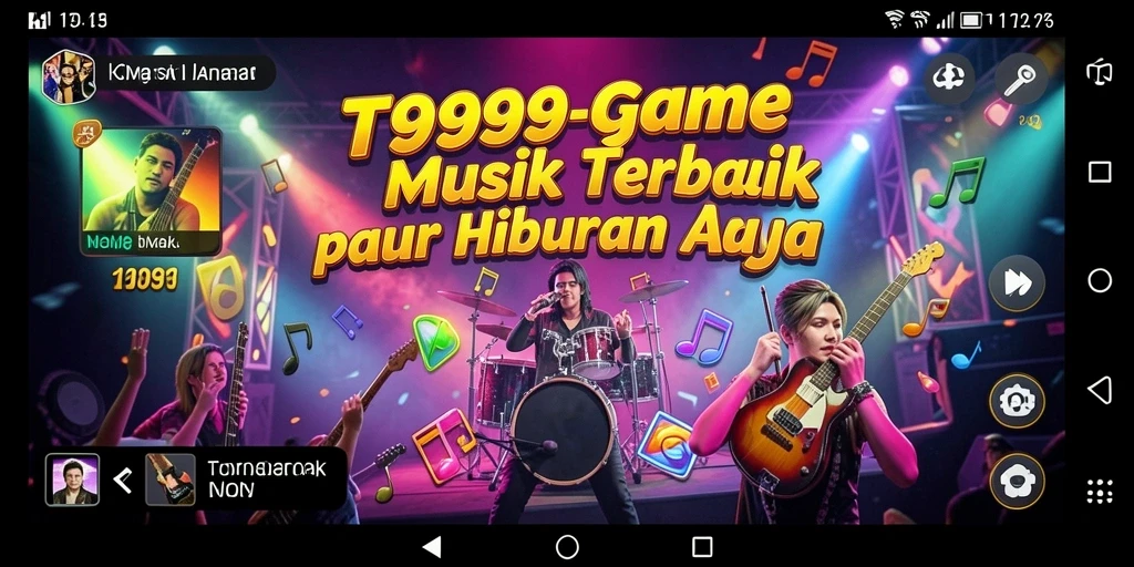 Tangkapan layar T9999 menampilkan gameplay seru saat bermain musik.