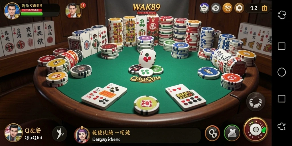 Screenshot gameplay QiuQiu WAK89 yang penuh warna.